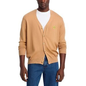 JOSHUA SANDERS Sweater Mens Large Tan PIXEL Cardigan Smiley Face 100% Wool $399